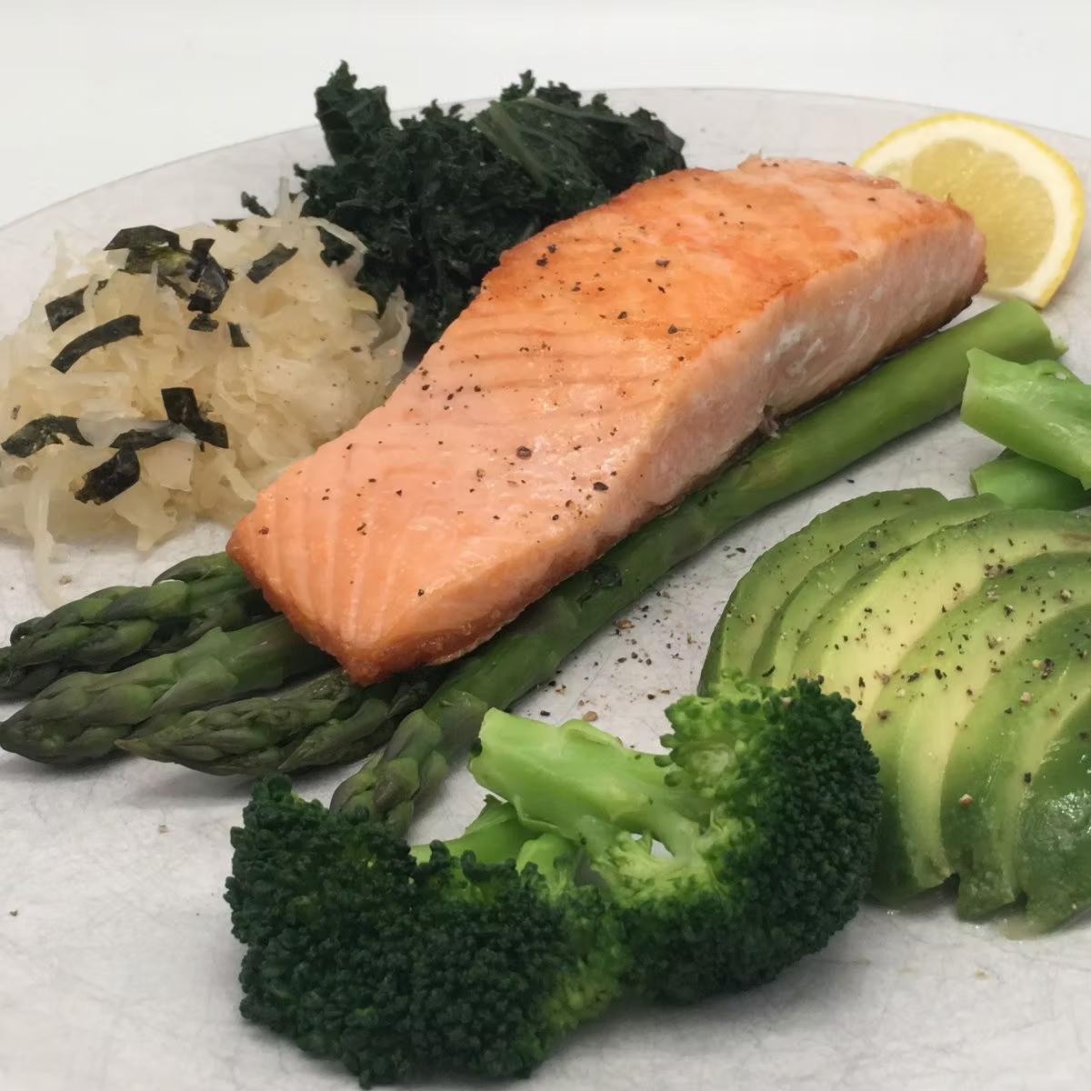 Wild Alaskan Salmon and Steamed Green Vegetables