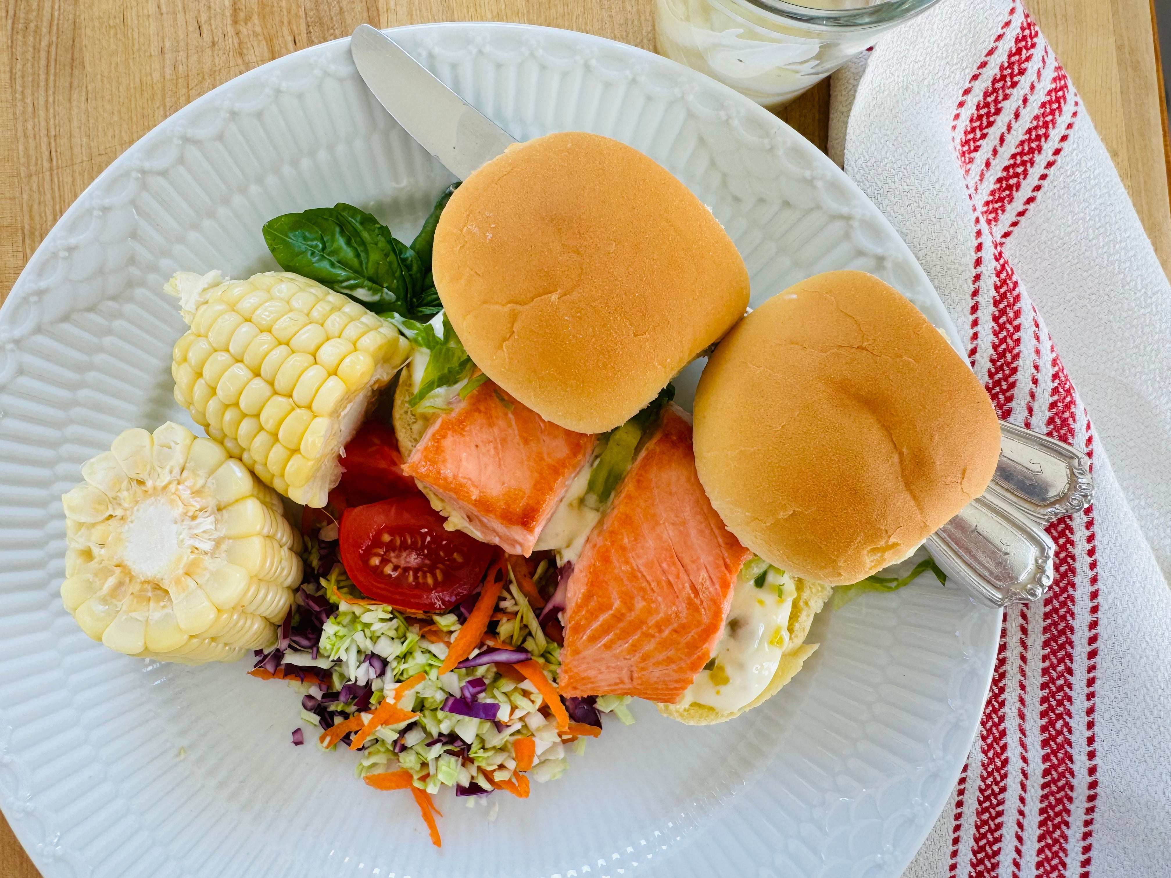 Salmon Sliders With Homemade Tartar
