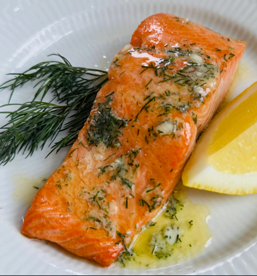 Pan Roasted Sockeye Salmon with Lemon Dill Compound Butter