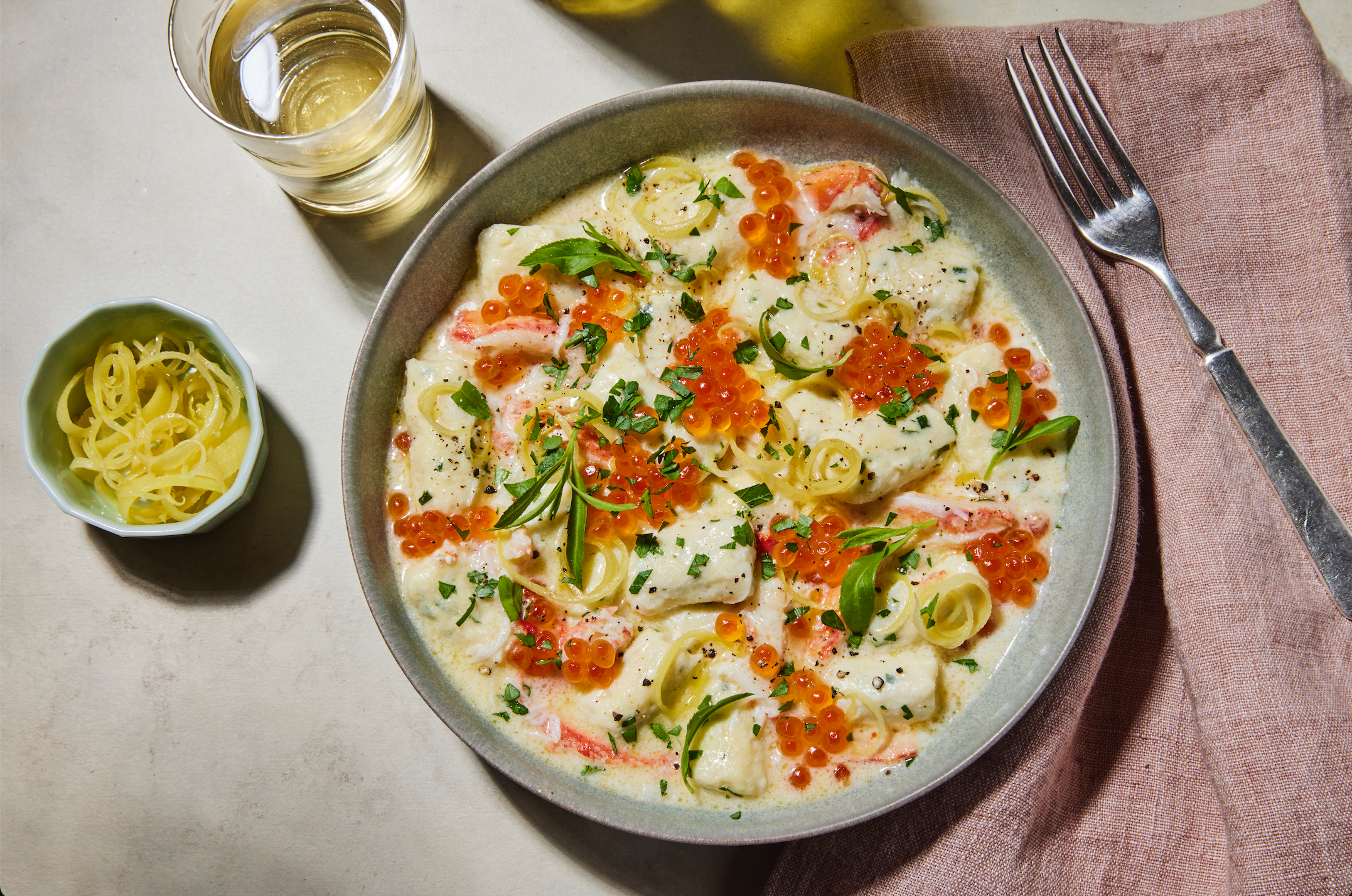 Herbed Ricotta Gnocchi with Alaska Bairdi Crab & Alaska Salmon Roe