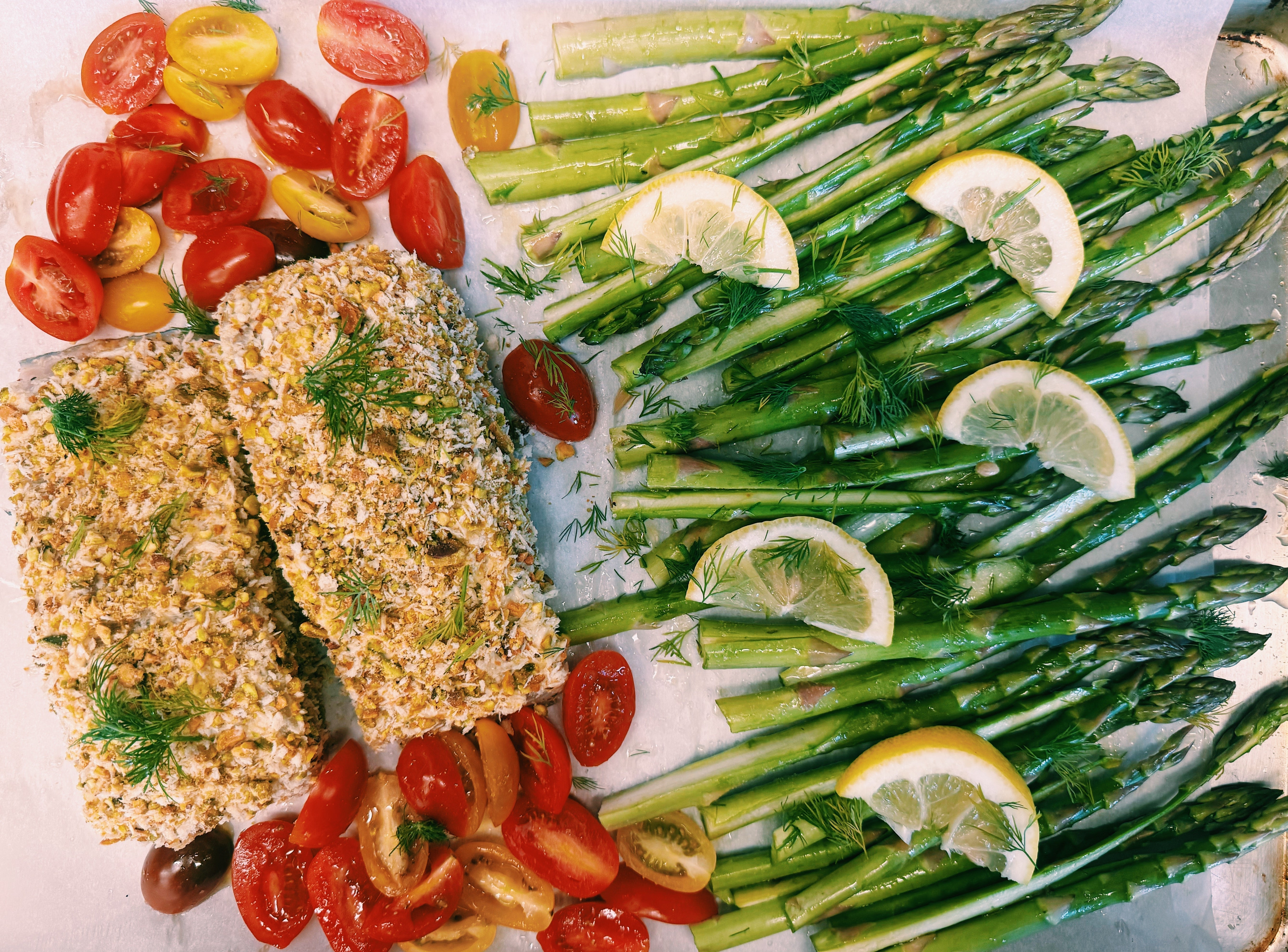 One Pan Pistachio Crusted Halibut