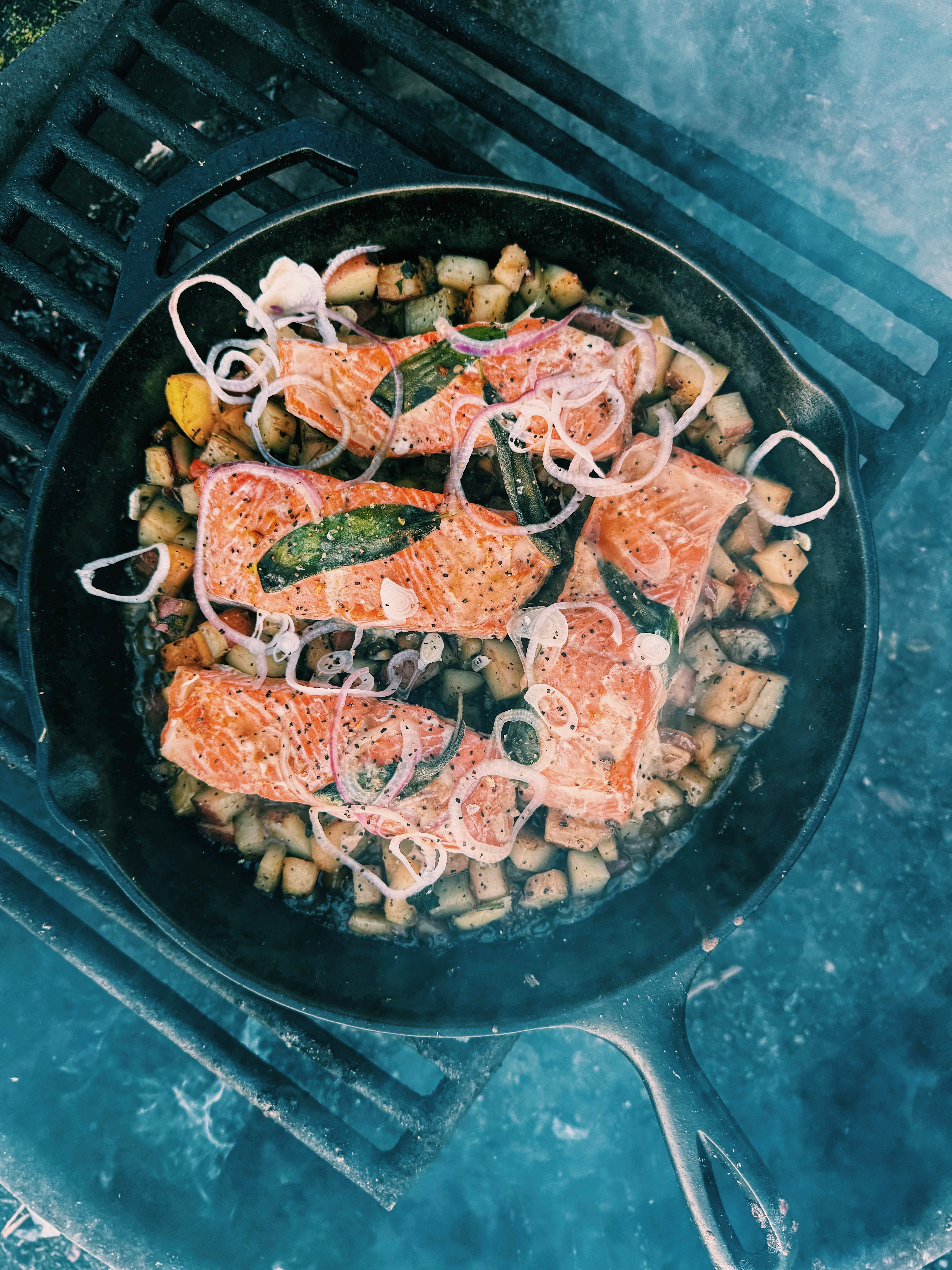 Maple Miso Fire Roasted Salmon with Sage Butter Apples