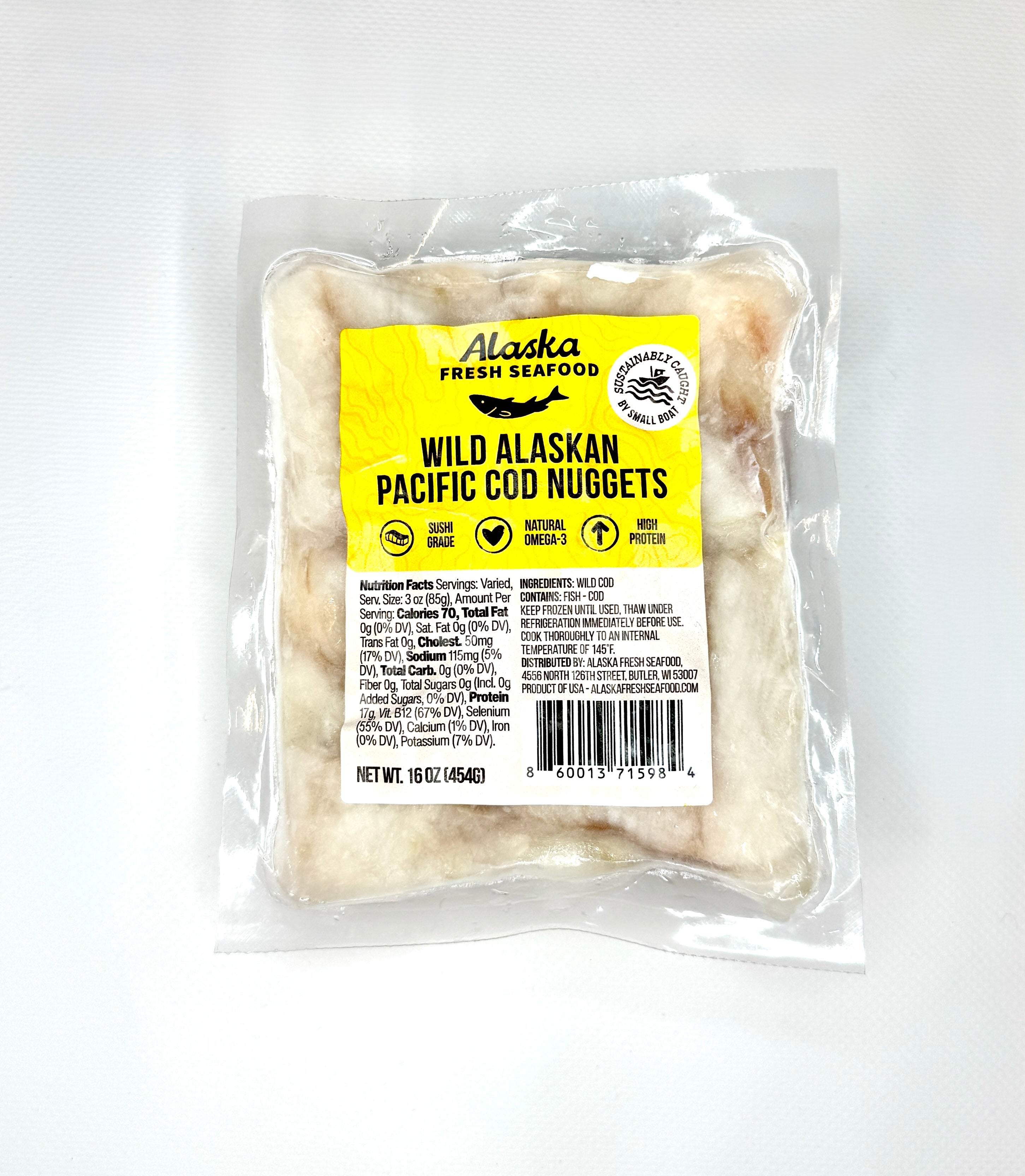 Wild Alaskan Pacific Cod Nuggets (1lb)