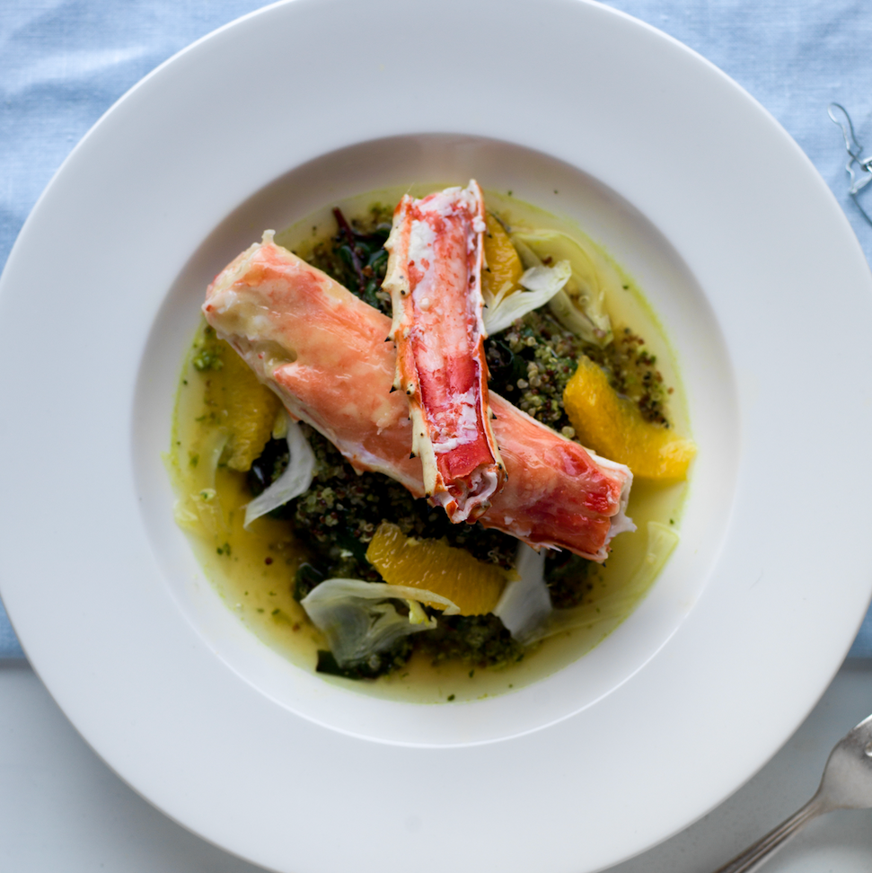 king crab made with a lemongrass broth